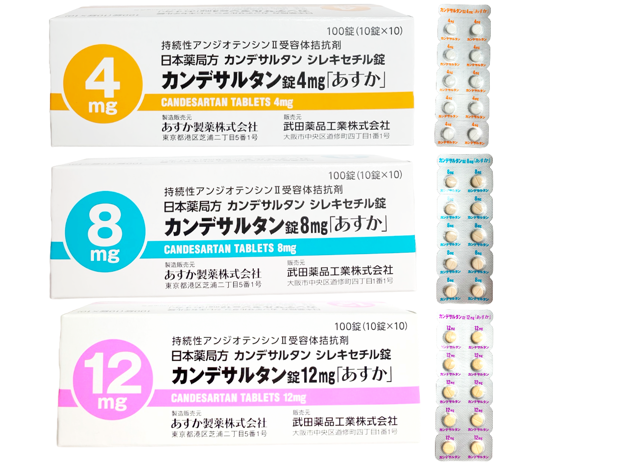 カンデサルタン錠4・8・12㎎「あすか」の通販【郵送可能】｜大阪（梅田 
