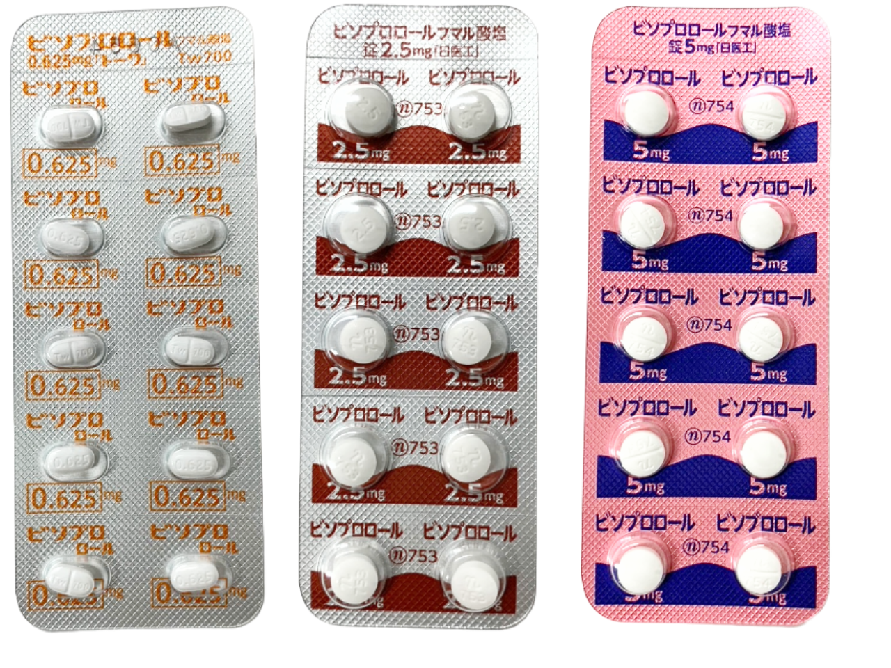 ビソプロロールフマル酸塩錠0.625㎎「トーワ」/ 2.5・5㎎「日医工」