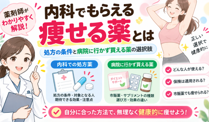 内科でもらえる痩せる薬とは｜処方の条件と病院に行かず買える薬の選び方