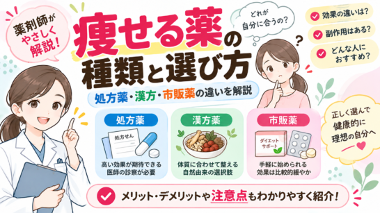 痩せる薬の種類と選び方｜処方薬・漢方・市販薬の違いを薬剤師が解説