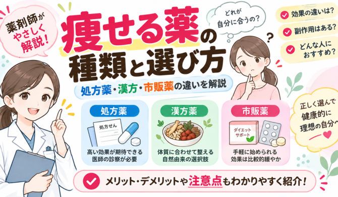 痩せる薬の種類と選び方｜処方薬・漢方・市販薬の違いを薬剤師が解説