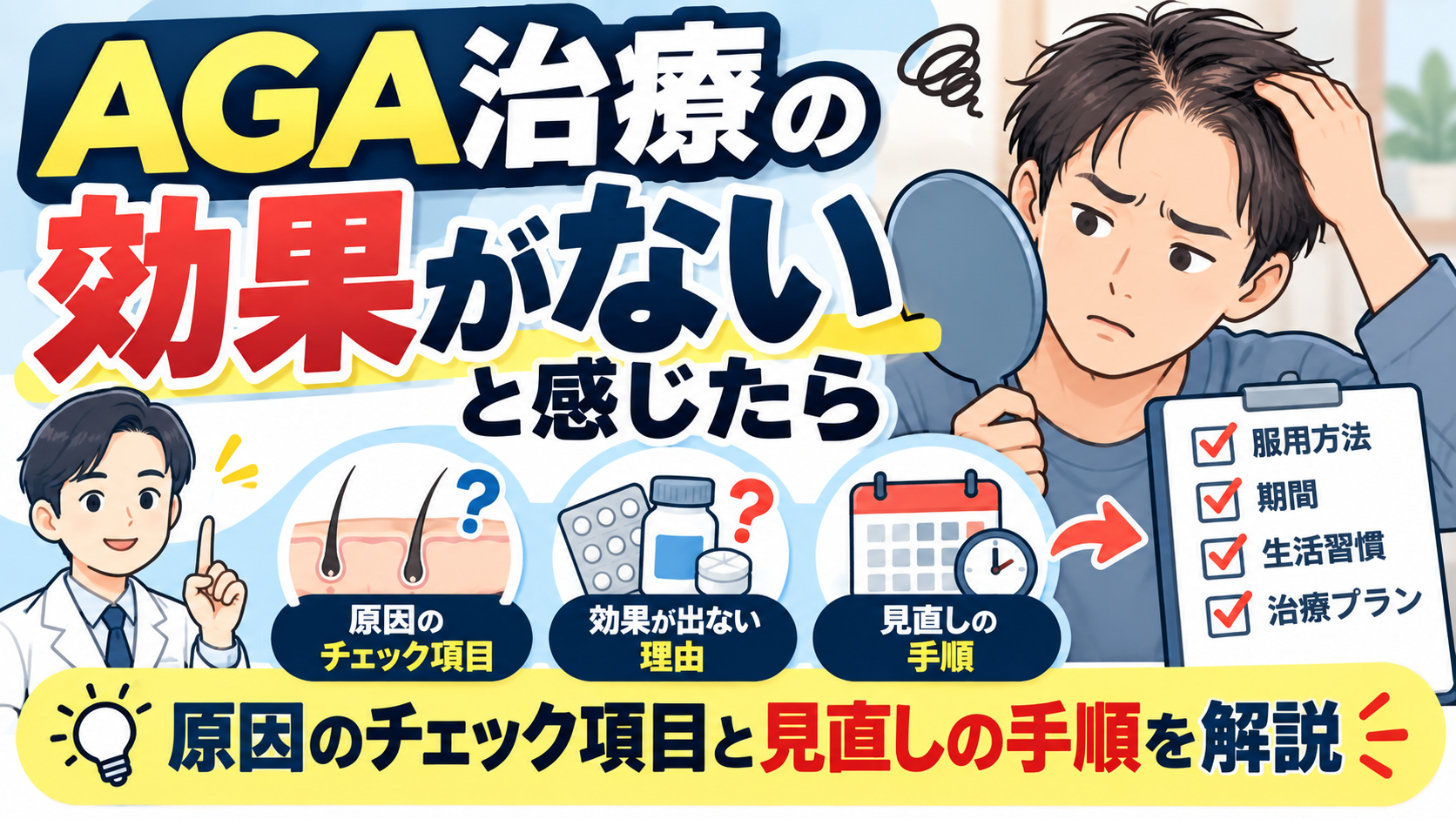 AGA治療の効果がないと感じたら｜原因のチェック項目と見直しの手順を解説